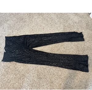 NWOT Idem Ditto Black Wide Leg Sequin Pants with Side Slits Large